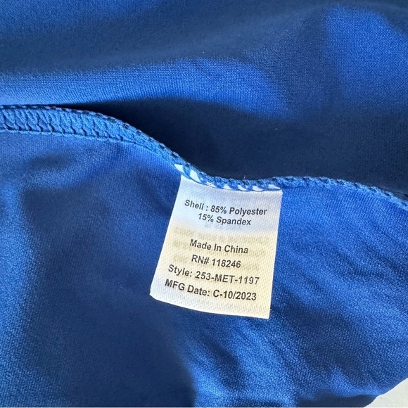 Cabana Life Blue Flutter Sleeve Gold Trim Maxi Dress NWT Size: Medium - Picture 9 of 16